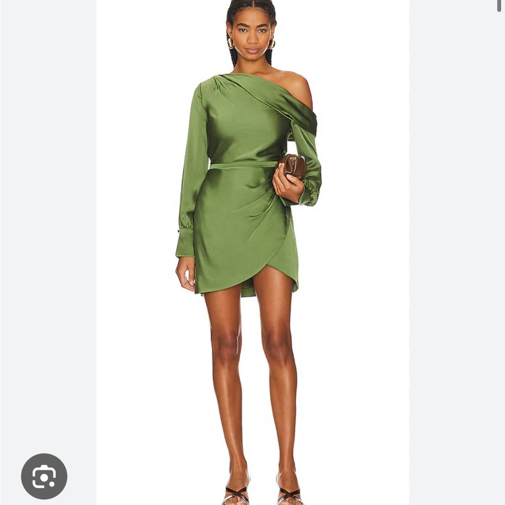 Jonathan Simkhai Green Asymmetrical Ruched One-Shoulder Dress